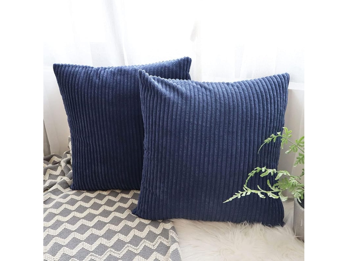 Capas De Almofada Decorativas 18x18 Polegadas Pack 2, Macias Para Sofá Cama Carro Cadeira Quarto Azul Marinho