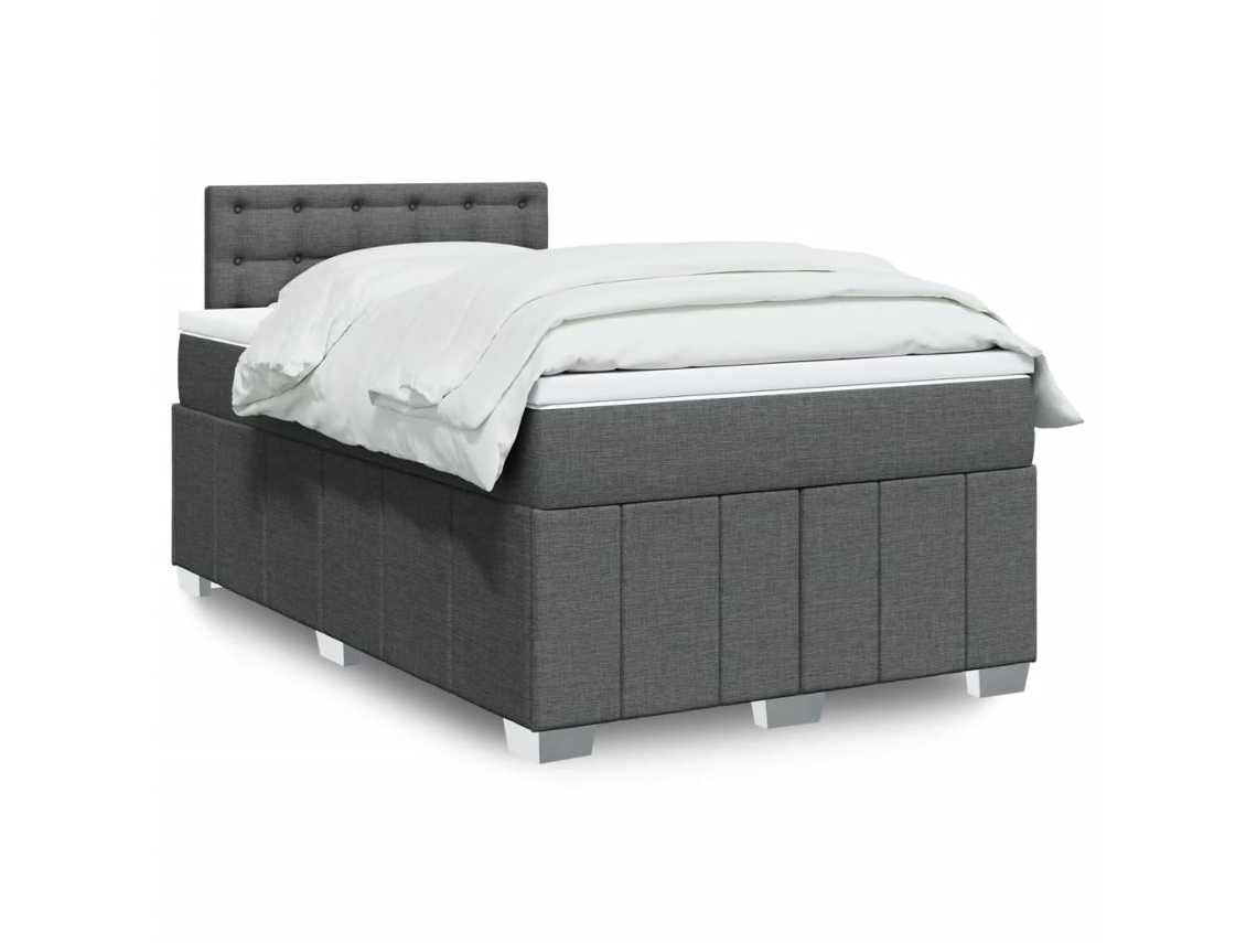 Vidaxl Cama Boxspring Com Colchão 120x190 Cm Tecido Cinzento-escuro