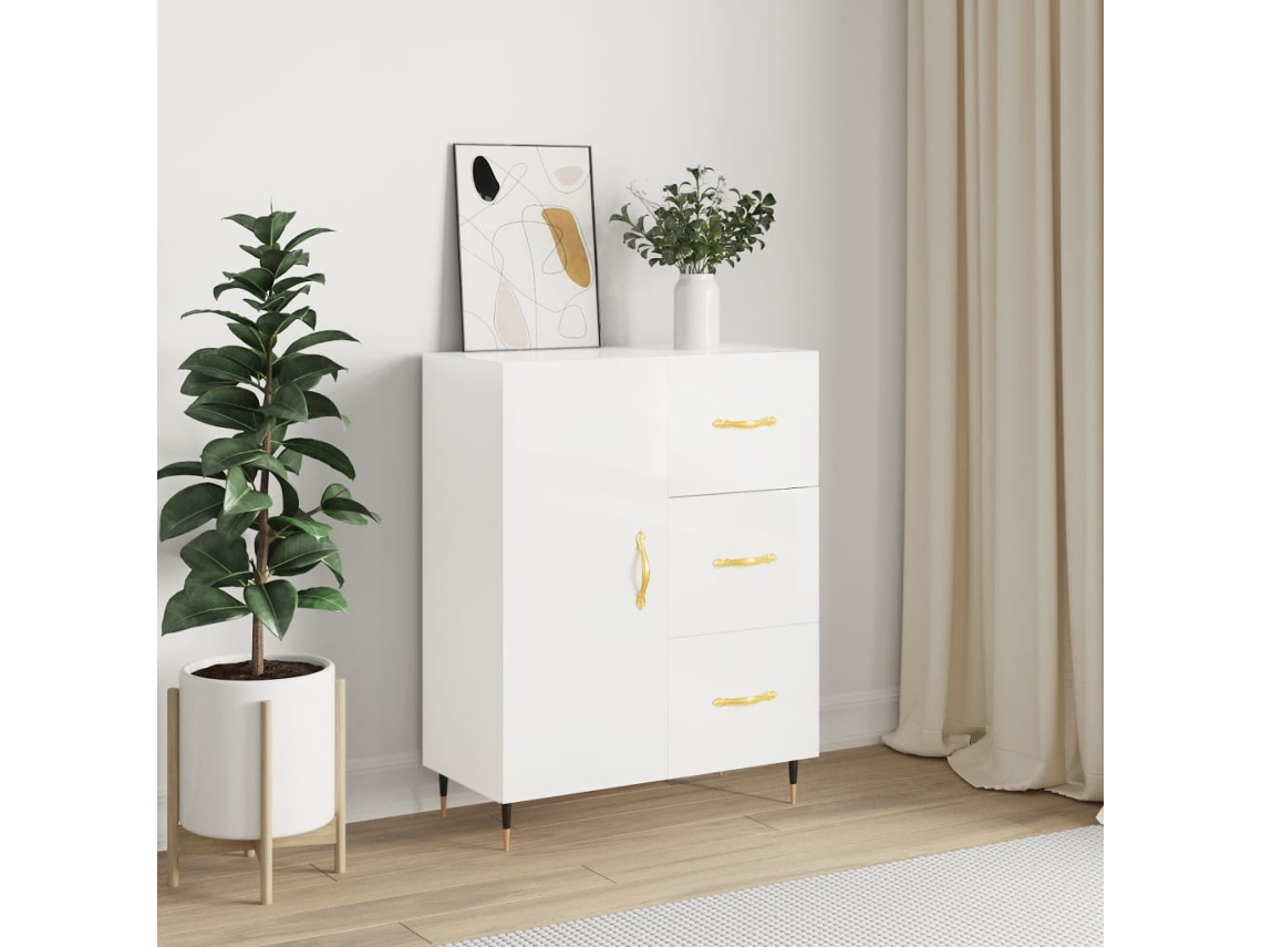 Aparador 69,5x34x90 cm Madera Procesada Blanco Brillo
