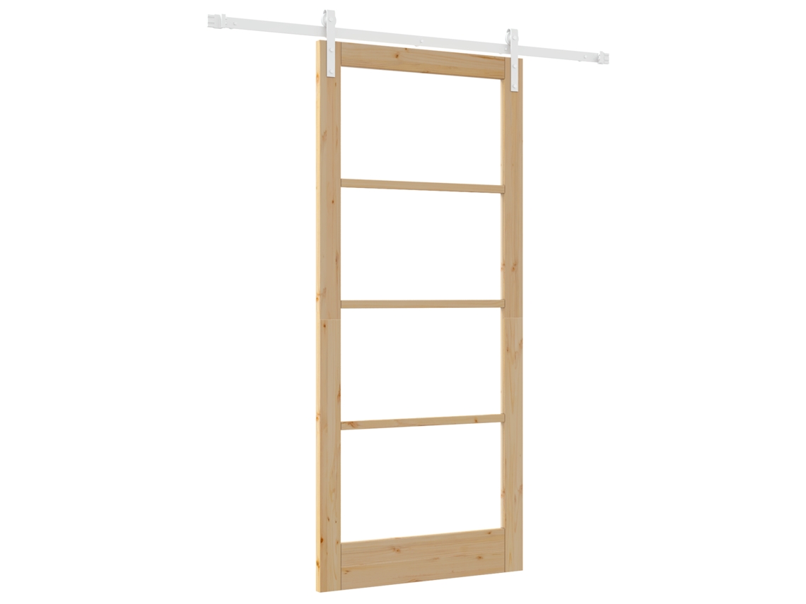 Conjunto 1 Porta Deslizante Vidaxl Castanho Madeira De Pinho Maciça (93 X 211 Cm)