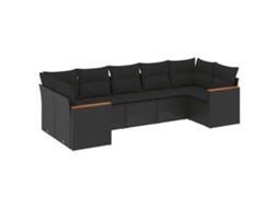 Conjunto de 7 Sofás para Jardim com Almofadões Vime Pe Preto MAISON EXCLUSIVE (7 pcs)