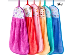 Toalhas Grossas de Veludo Coral, para Cozinha e Banheiro Pacote com 6, Ultra Absorventes, Super Macias, com Gancho para Pendurar AQUAFORGE