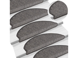 Vidaxl Tapetes De Escada 15 Peças 65x21x4 Cm Bege E Cinza Semicircular Grande