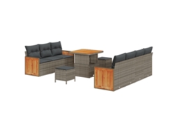 Conjunto 13 Sofá De Jardim Vidaxl Cinzento Vime Pe (228 X 204 X 85 Cm)