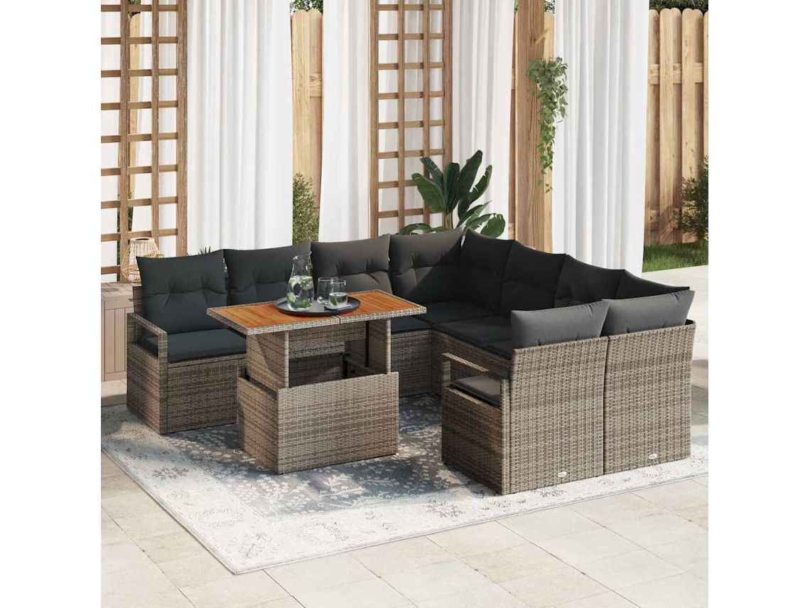 Vidaxl Conjunto De Sofá De Jardim 9 Unid. 8-número De Lugares
