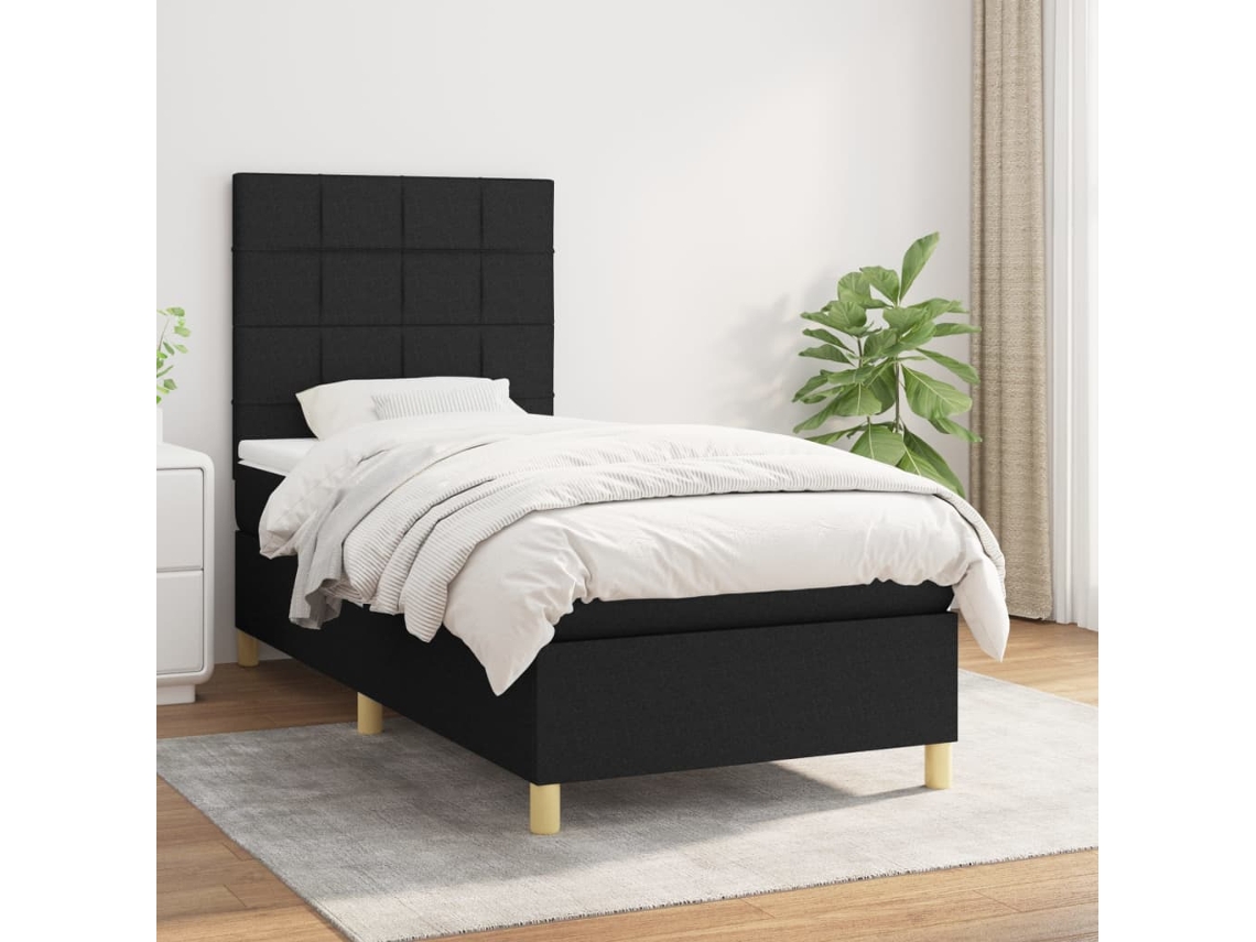 Vidaxl Cama com Molas/colchão 80x200 Cm Tecido Preto
