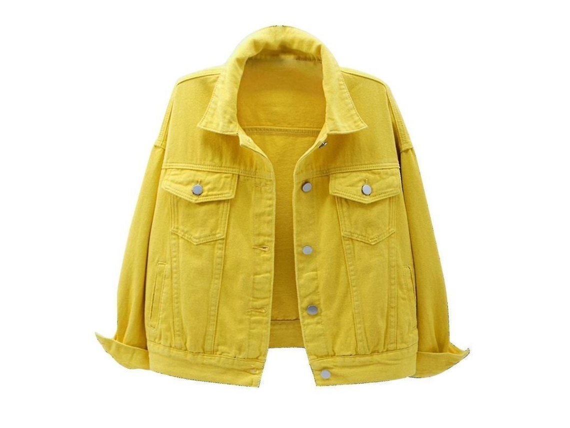 2026 jaquetas de Jeans para Mulher com Manga Longa Casaco Quente Primavera Outono Tamanhos S XXXL XXXL Amarillo
