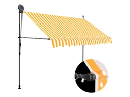 Vidaxl Toldo Retrátil Manual Com Led 300 Cm Branco E Laranja