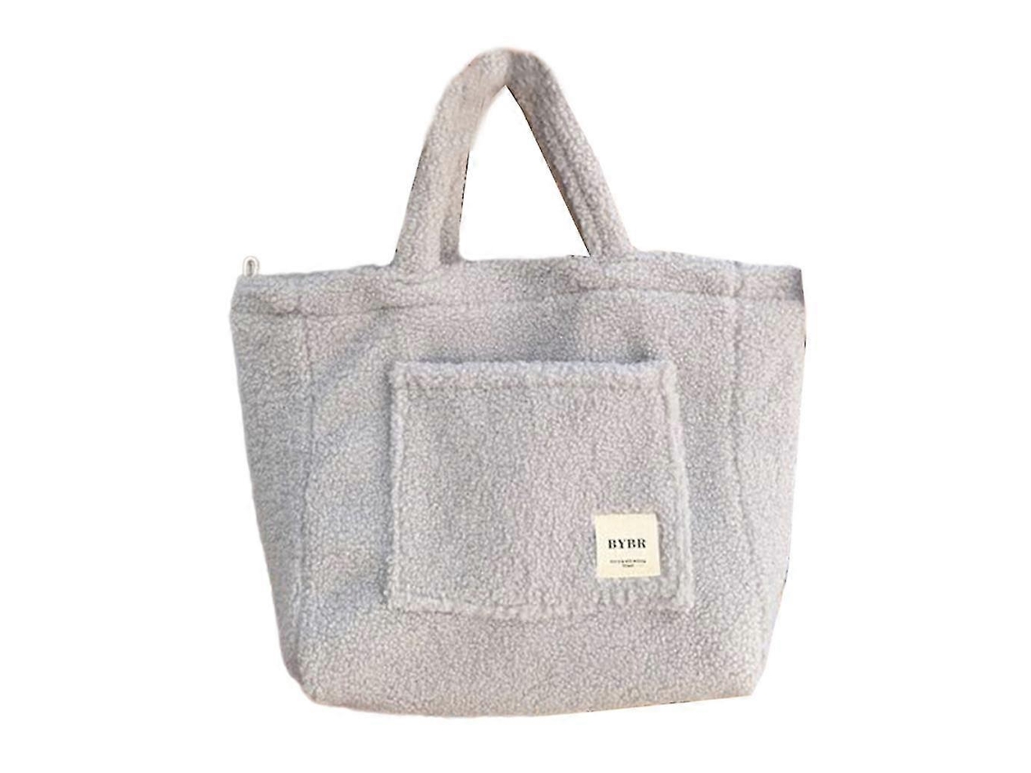 Bolsa De Pelúcia Feminina, Bolsa De Ombro Fofa, Bolsa Transversal De Grande Capacidade Para O Inverno, Cinza