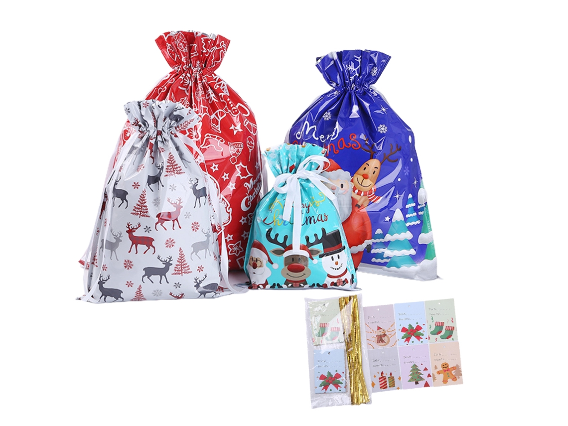 Saco De Presente Com Cordão Decoração Natal Estoque Novo