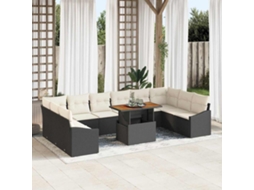Vidaxl Conjunto De Sofá De Jardim 11 Unid. Preto Rattan Sintético