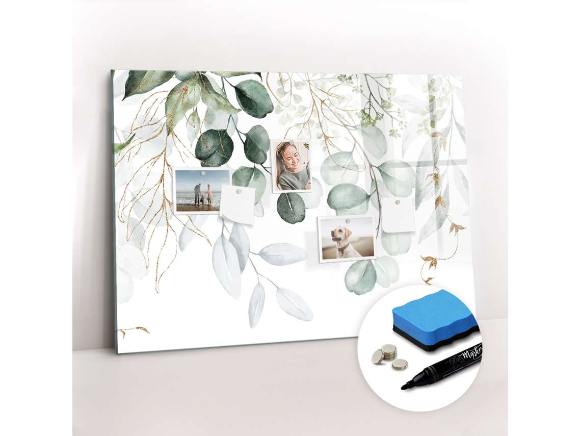 Quadro De Vidro Magnético Plantas Suspensas Para O Escritório Espelharte (100x70 Cm)