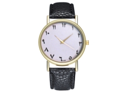 Relógio de Pulso Analógico de Quartzo com Pulseira Pu Estilo Moderno Redondo (preto)