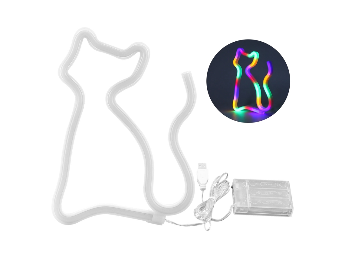 2026 Luz Neon Gato Colorido Sinal Neon para Decoração de Parede Proposta de Casamento Festa de Aniversário