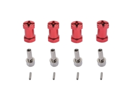 Mali 4pcs Adaptadores de Cubo Hexagonal 12mm de Alumínio com Porcas Extensão de Cubo para Carro Rc 1/10 Comprimento 20mm Vermelho