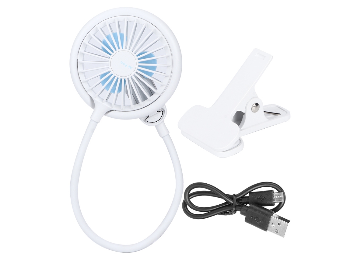 Ventilador de Pescoço Portátil Usb Carregável Branco 5v Dc