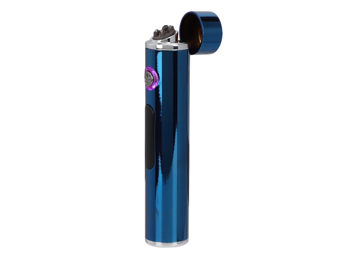 Isqueiro Elétrico Sem Chama Usb Com Display Azul Ice