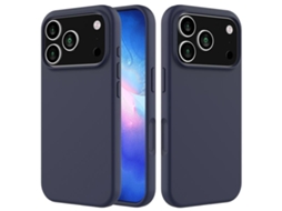 Capa De Silicone Para Iphone 17 Pro - Cor Sólida - Azul Meia-noite