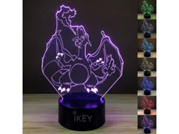 Luminária Noturna Led Charizard com Ilusão 3d, 7 Cores com Mudança Gradual, Interruptor de Toque Usb BRILVIBERA