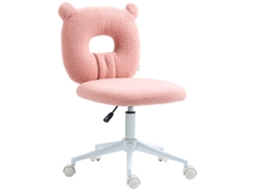 Cadeira de Secretária S/MARCA giratória infantil com encosto urso 50x56x80/90 cm rosa