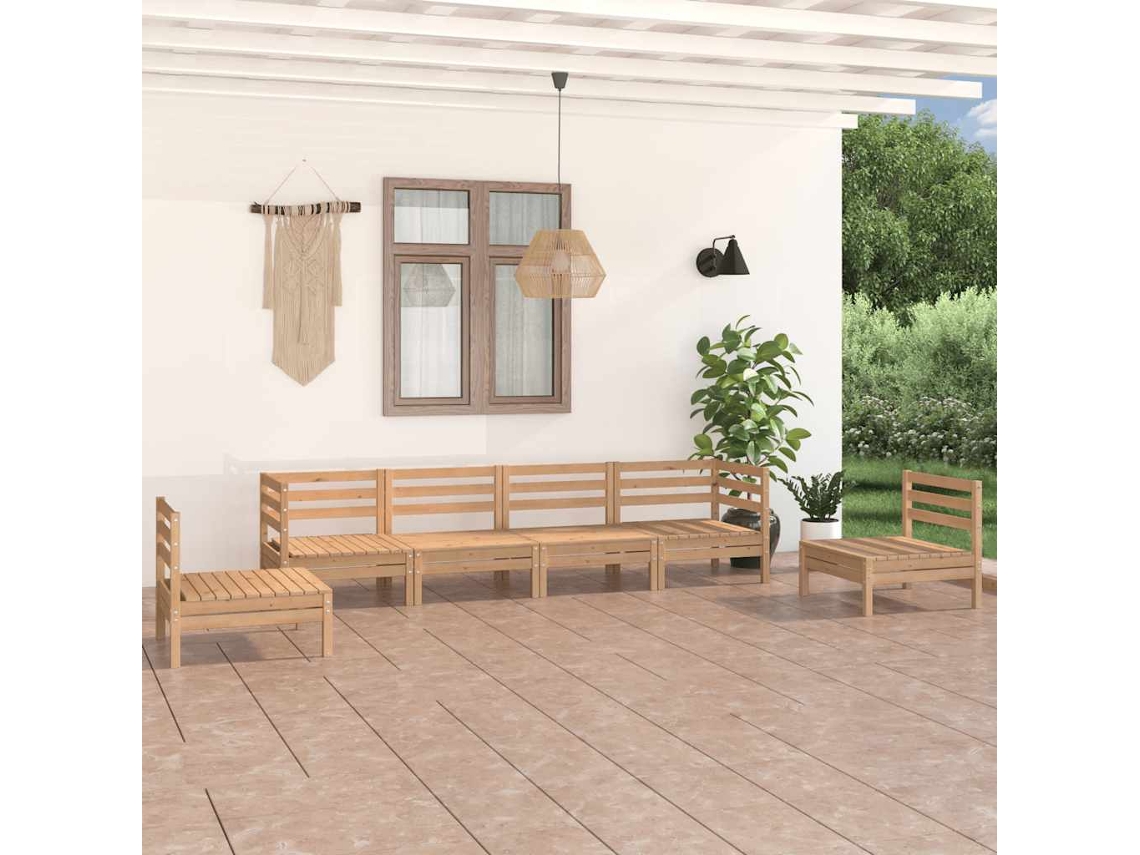 Vidaxl 6 Pcs Conjunto Lounge De Jardim Pinho Maciço