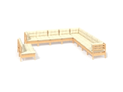 Conjunto de 11 Lounge Jardim com Almofadões Creme Pinho Maciço MAISON EXCLUSIVE