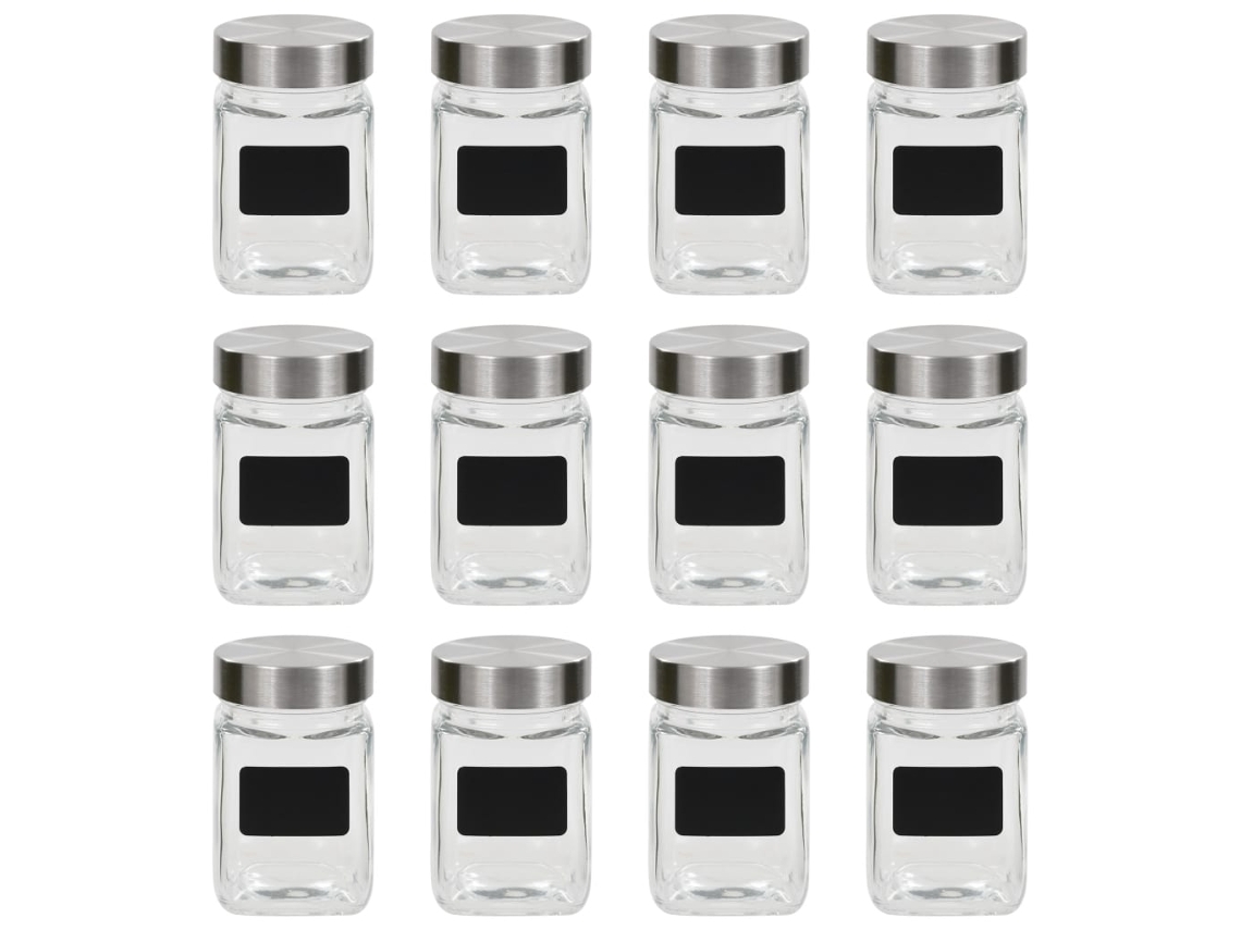 Vidaxl Frascos De Vidro Com Autocolante 12 Pcs 300 Ml