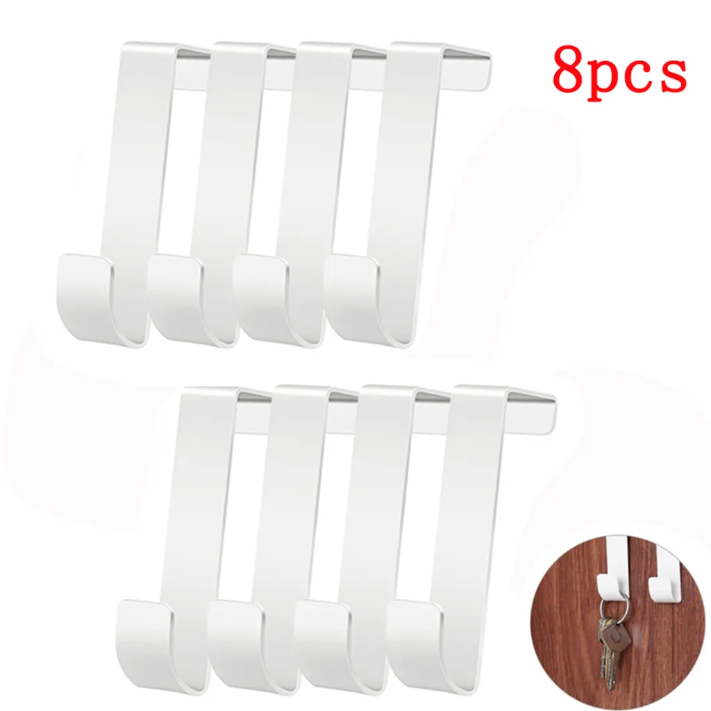 Conjunto De 8 Ganchos De Porta Para Pendurar Casacos, Com Superfície Antiderrapante, Feitos De Aço Inoxidável