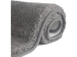 Tapete de banho antiderrapante em microfibra, macio, absorvente, lavável à máquina, cinza escuro.