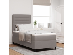 Cama Box Spring Com Colchão Taupe 100x200 Cm Tecido