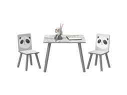 Conjunto de Mesa e Cadeiras para Crianças, 3 Peças, Mesa Infantil, 2 Cadeiras, Cinza BTFORUS