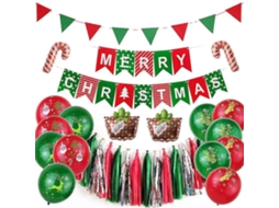 Kit De Balões De Feliz Natal Com 31 Peças, Faixa Triangular, Balões De Látex Metalizados E Borlas Olysi Shop