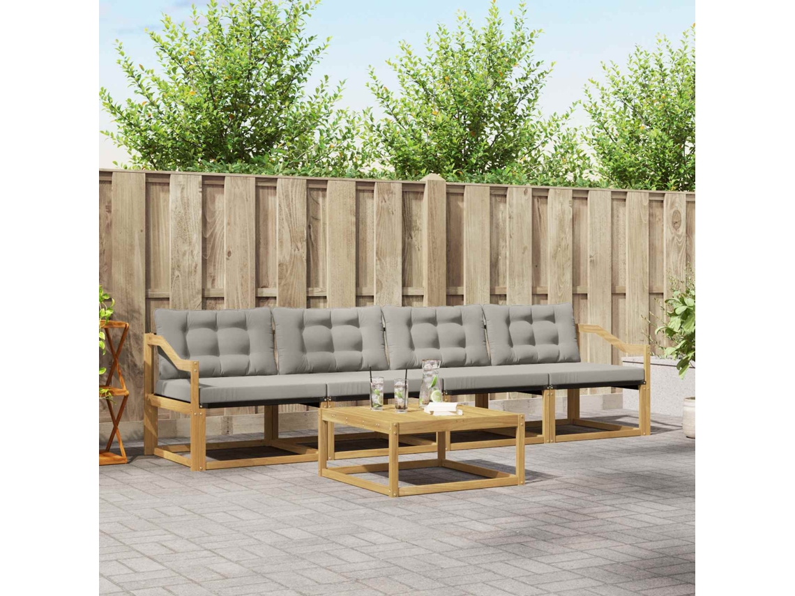 Vidaxl Conjunto De Sofás Para Exterior 5 Pcs Branco E Cinzento-claro