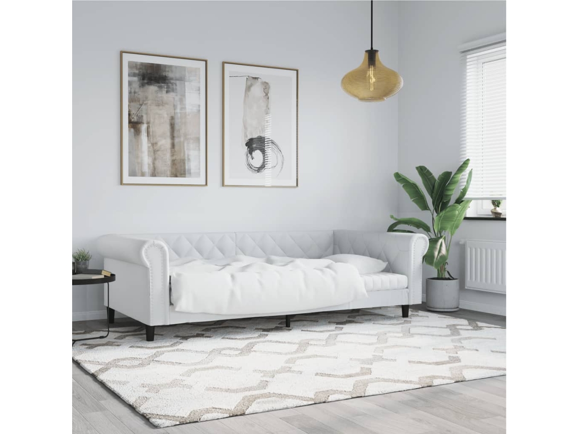Vidaxl Sofá cama 80x200 Cm Couro Artificial Branco
