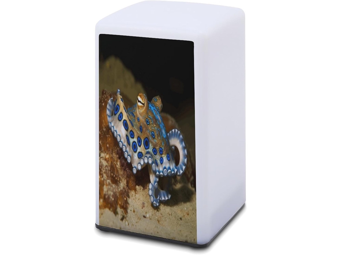 Luminária De Mesa A Bateria Com Anel Azul, Luminária De Mesa Com Estampa Polvo, Luminária De Leitura Para Escritório