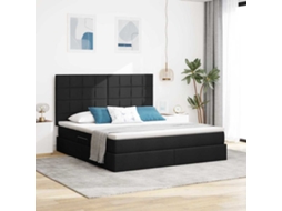 Vidaxl Cama Com Arrumação E Colchão Preto 160 X 200 Cm Tecido