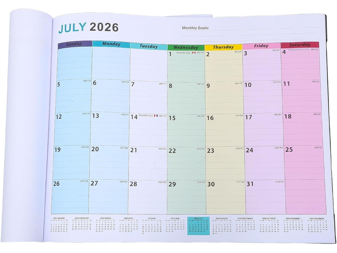 Calendário de Parede Grande, Formato Vertical Planejador Mensal para Pendurar no Escritório e em Casa, Anual C