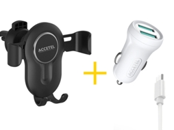 Pack Carregador de Carro ACCETEL A54s Preto/Branco