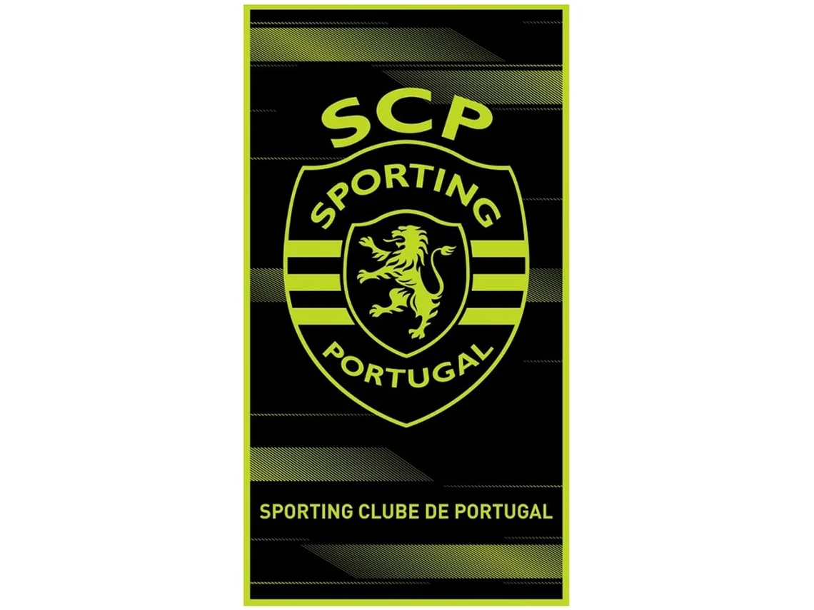 Toalha De Praia Microfibra Licenciada Sporting Clube De Portugal Scp Preta Riscas