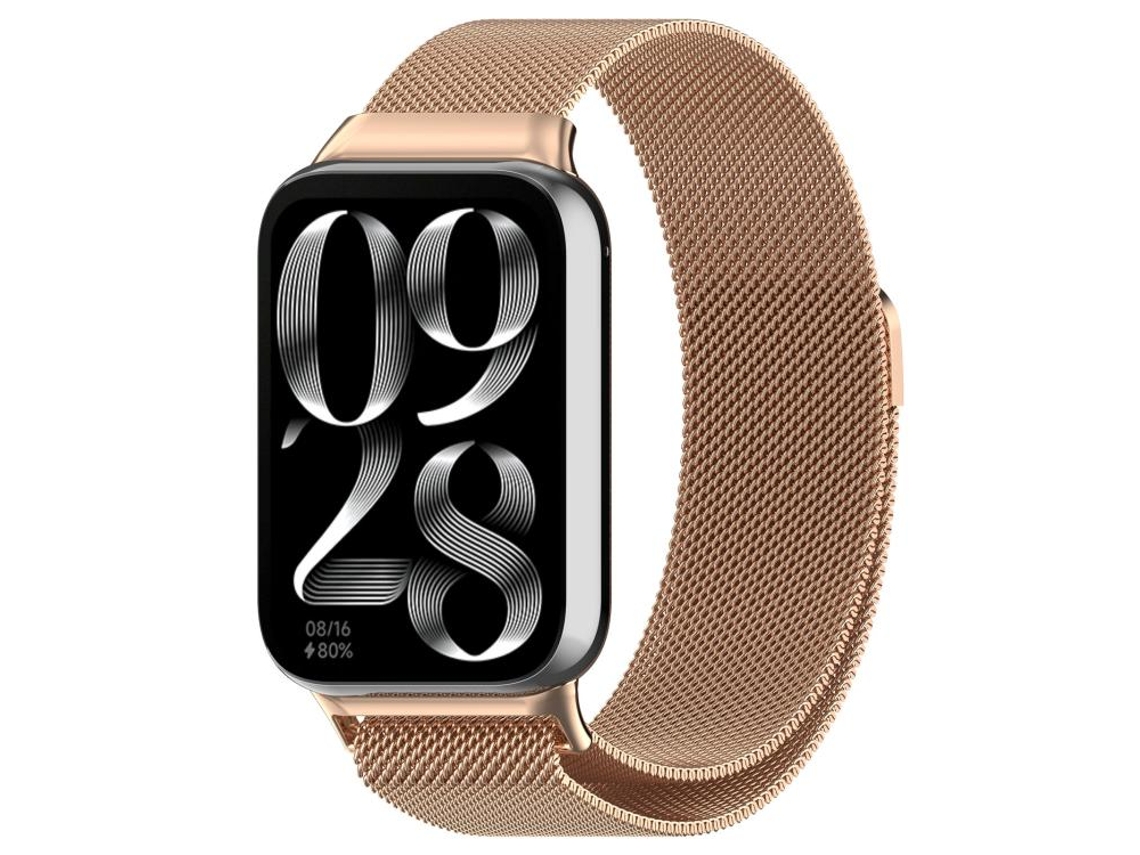 Bracelete para Xiaomi Smart Band 9 Pro / 8 Pro em malha de aço com fecho magnético ouro rosa XIAOMOYU