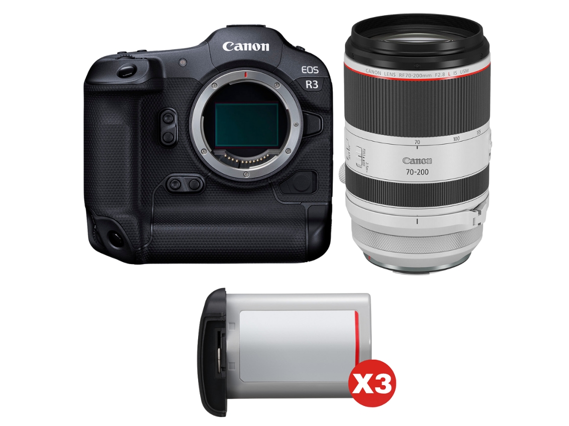 Eos R3 + Rf 70 200mm F/2.8 L Is Usm + 3 Canon Lp e19 + Ebook “20 Dicas para Fotos Que Impressionam” CANON