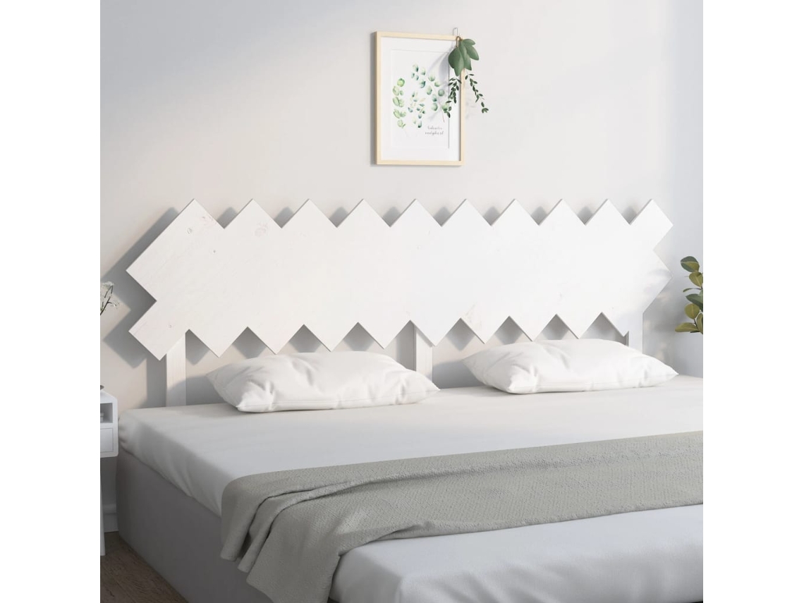 Vidaxl Cabeceira De Cama 196x3x80,5 Cm Pinho Maciço Branco