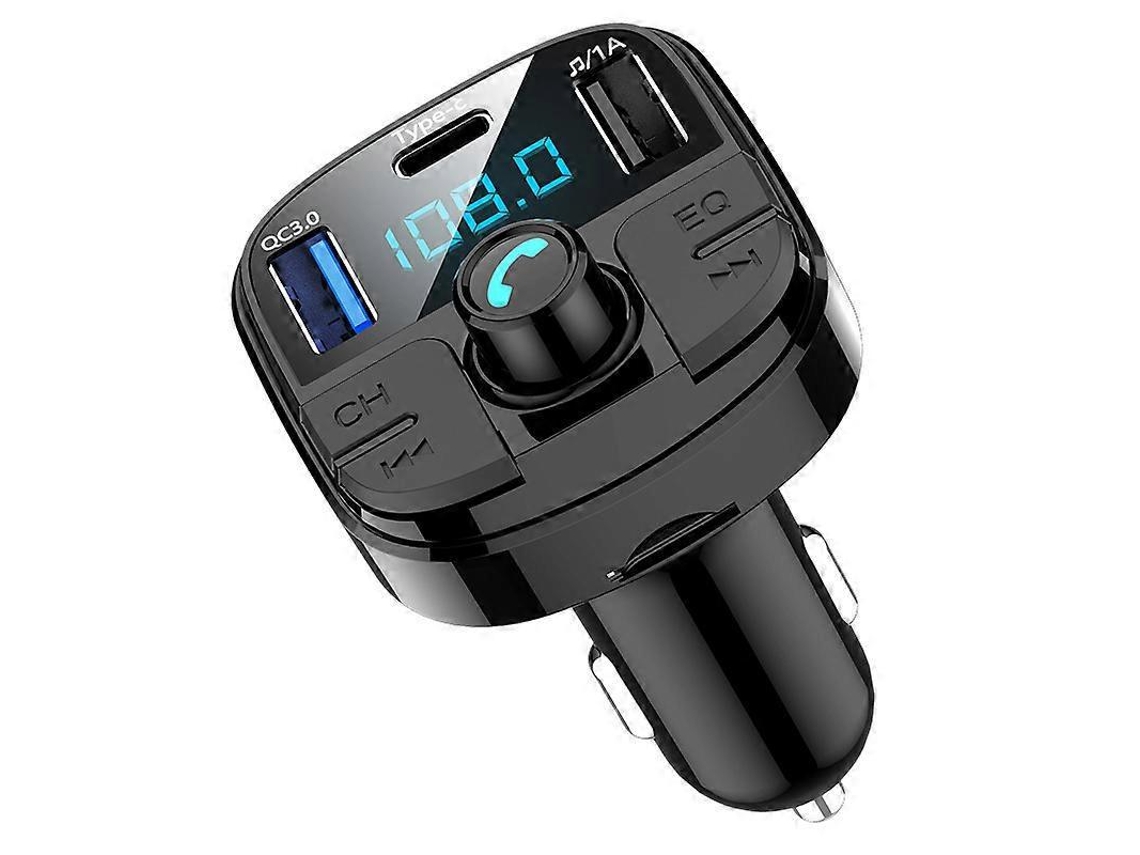 Transmissor FM Bluetooth 5.0, kit veicular viva-voz com porta USB QC3.0, adaptador de áudio compatível com MP3 player Slowmoose