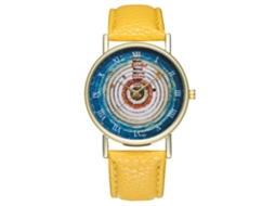 Reloj De Cuarzo Unisex Con Correa De Cuero Pu Y Dial Romano Zhoulianfa Amarillo