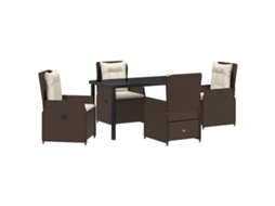 Conjunto Jantar para Jardim 5 Peças Castanho Vime Pe MAISON EXCLUSIVE
