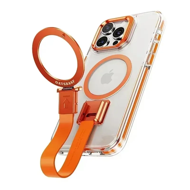 Capa Para Iphone 16 Pro Max(laranja),compatível Com Rotação De 360°,capa Protetora De Silicone À Prova De Choque Com Aderência Antiderrapante.