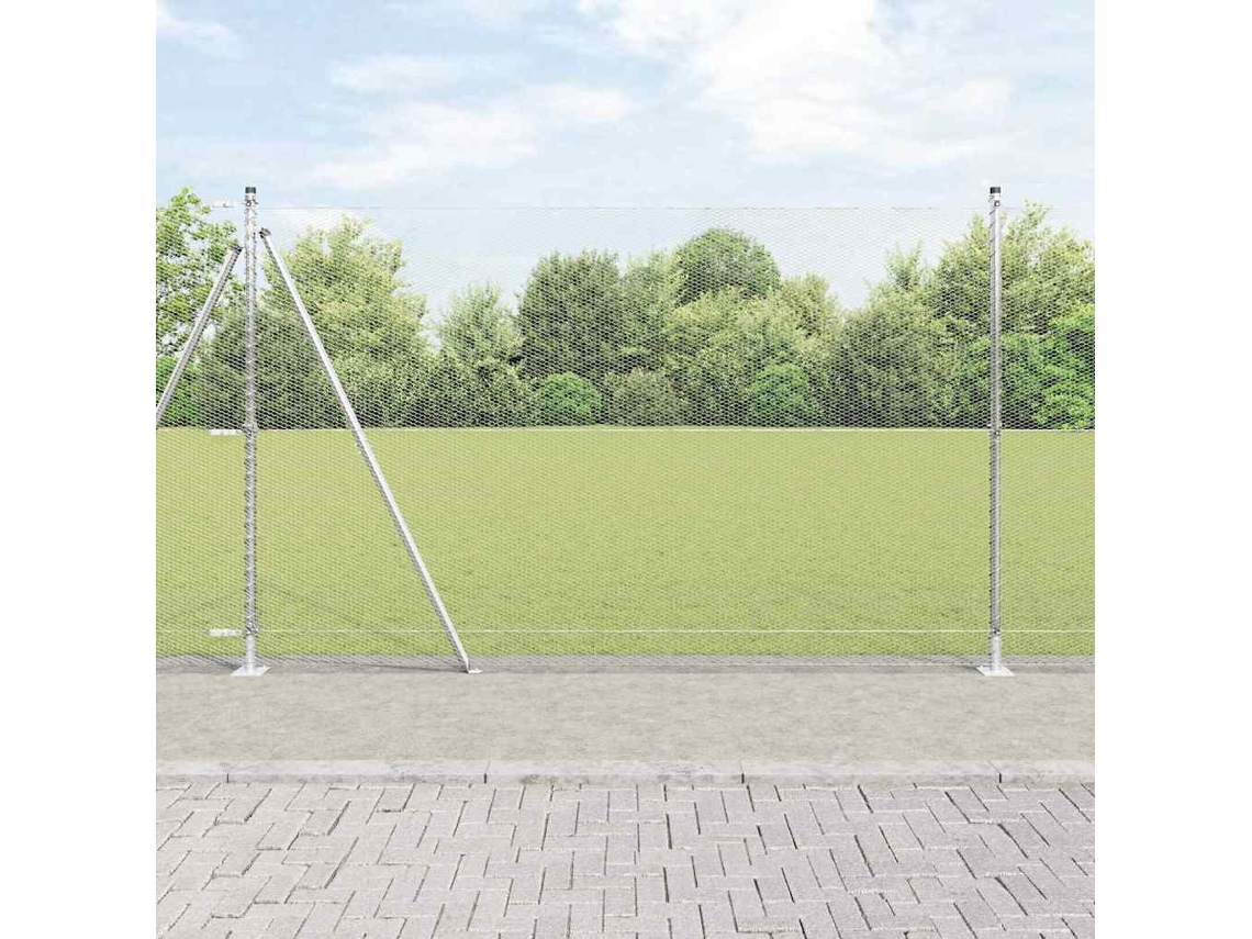 Vidaxl Cerca Hexagonal Com Base De Concreto 50 X 1,4 M Aço Galvanizado