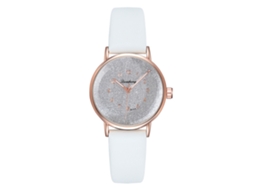 Relógio de Pulso Feminino de Quartzo com Mostrador Redondo Elegante e Ajustável Branco