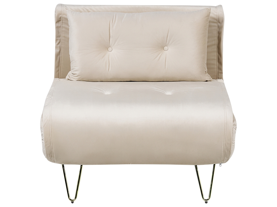 Sofá-cama BELIANI Vestfold de Veludo Creme 85x80x81
