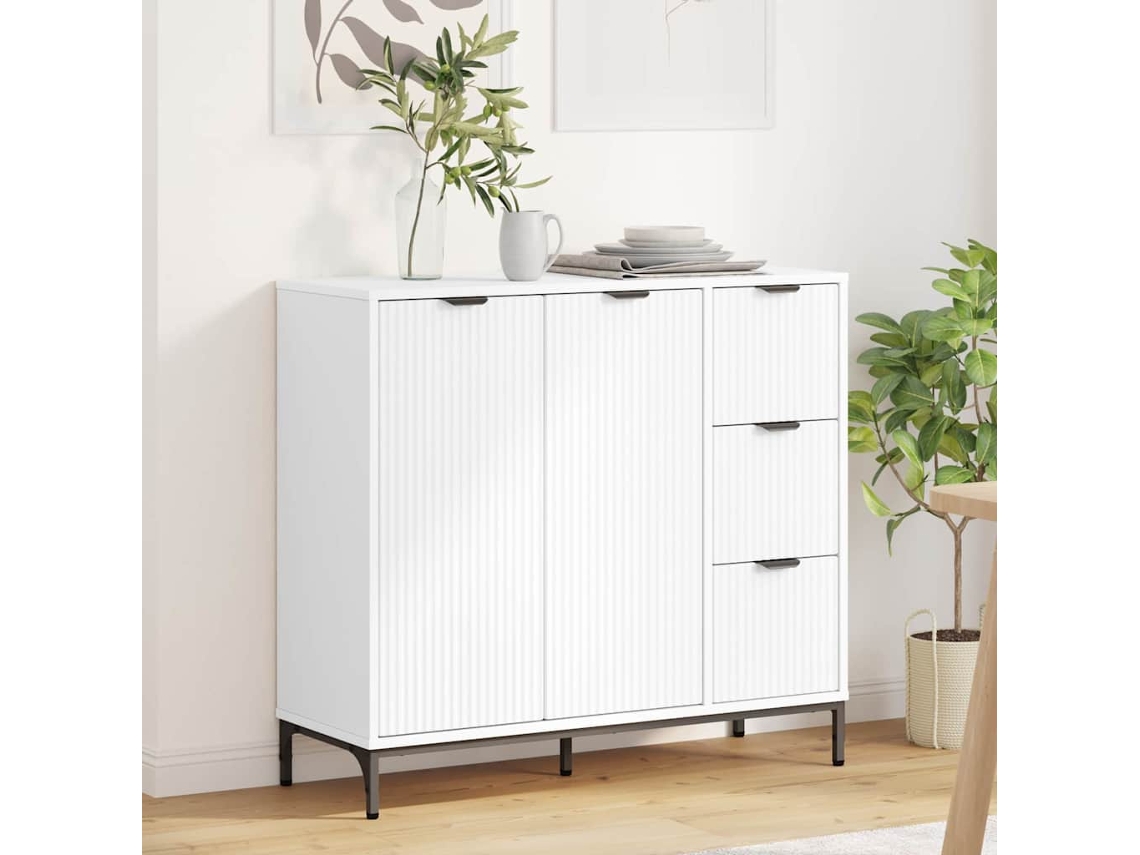 Vidaxl Buffet Com Gaveta Branco 89,5 X 33 X 82 Cm Madeira Processada
